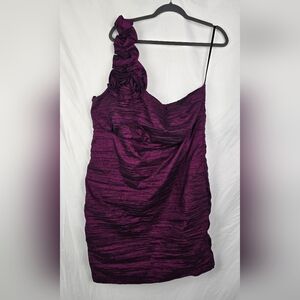 Torrid One Shoulder Artsy Purple Fairy Ruched Short Dress sz 24